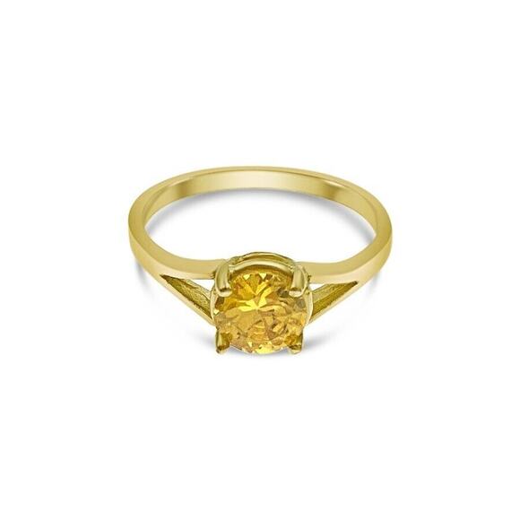 10k Yellow Gold Birthstone Ring CZ - Picture 2 of 3